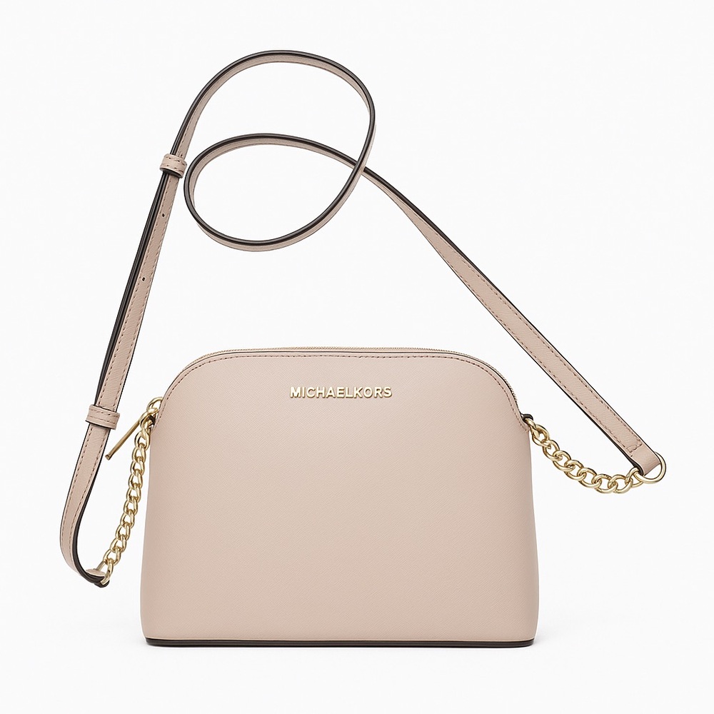 Michael Kors Jet Set Saffiano Leather Dome Crossbody Bag - Soft Taupe